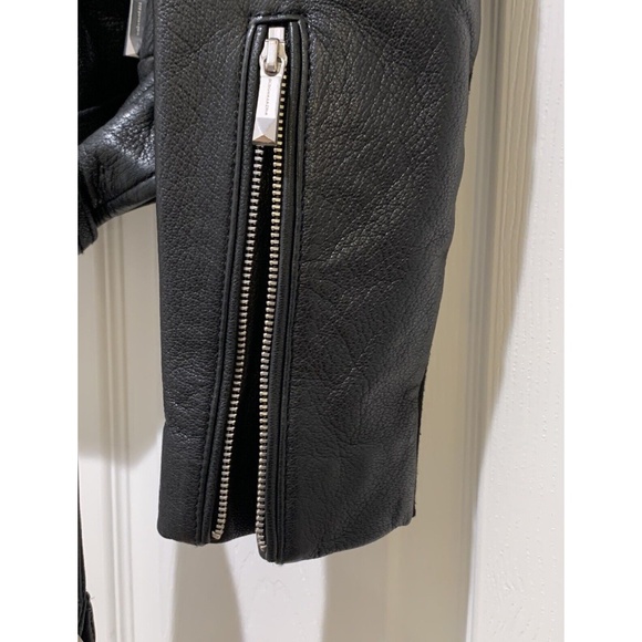 BCBG MaxAzria Womens Classic Moto Biker Leather Black Jacket orig. $598 MED. - Picture 11 of 15